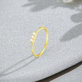 Three Stone Opal Design Sterling Silver Band