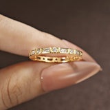 Gold Plated Bezel Set Alternating Stone Wedding Band in Sterling Silver