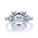 5Ct Asscher Cut Moissanite Engagement Ring in Sterling Silver