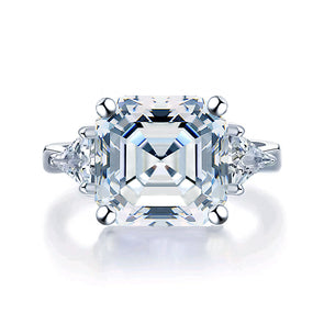 5Ct Asscher Cut Moissanite Engagement Ring in Sterling Silver
