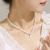 Elegant Heart Shell Pearl Pendant Necklace For Mom
