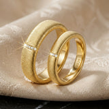 Italian Brushed Moissanite Couple Rings in Sterling Silver