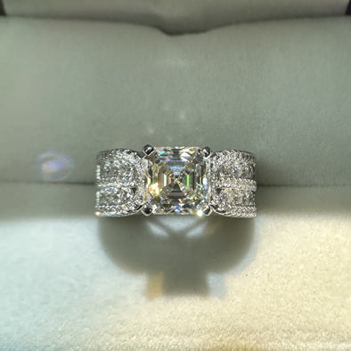 Handmade Asscher Cut 2.5ct Sterling Silver Engagement Ring