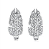 Leaf Design Moissanite Earrings in Sterling Silver