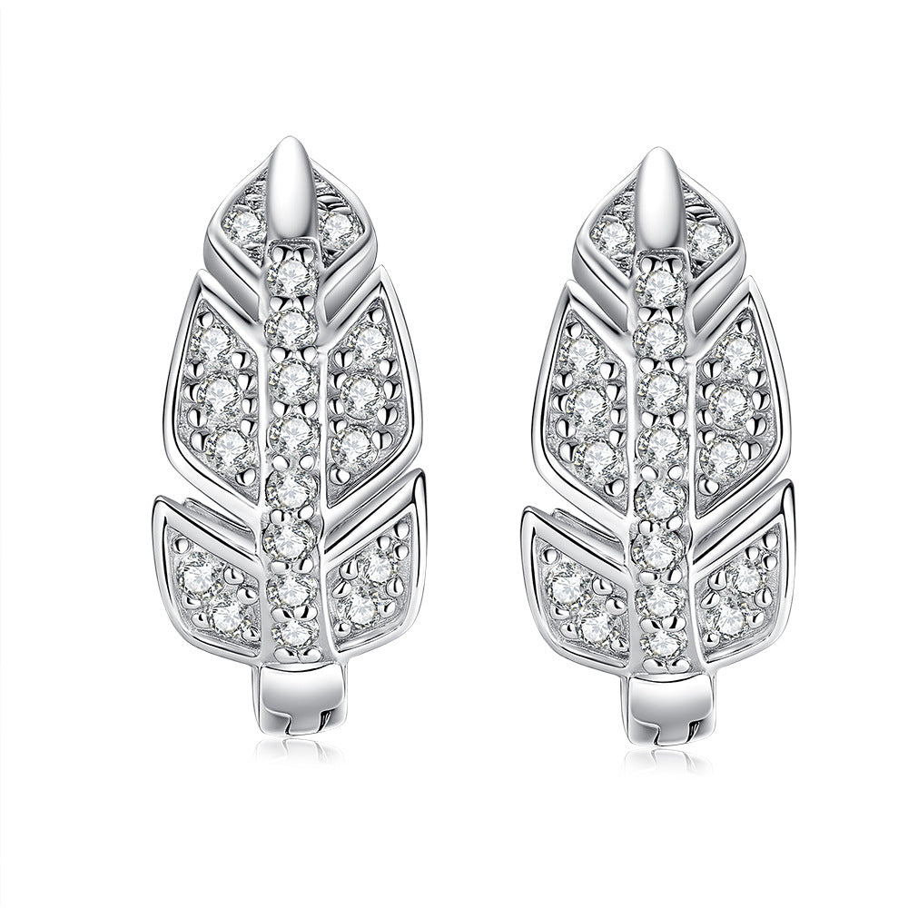 Leaf Design Moissanite Earrings in Sterling Silver