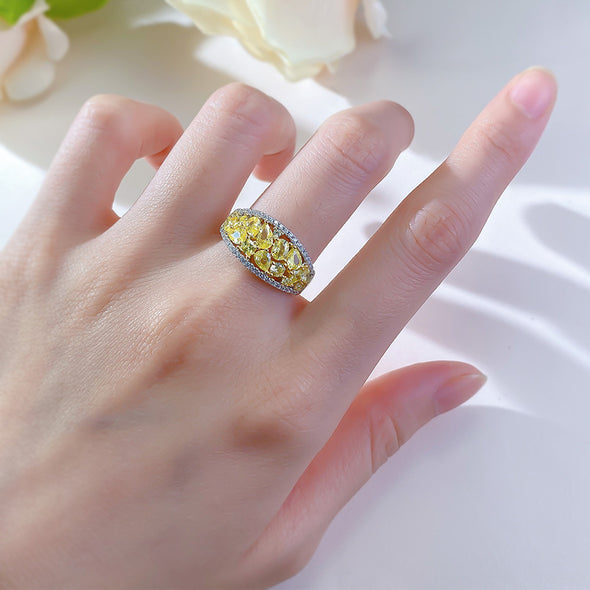 Gorgeous Unique Design Yellow Sterling Silver Wedding Band