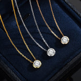 Round Cut Moissanite Bubble Pendant Necklace with SIMLE Emoji