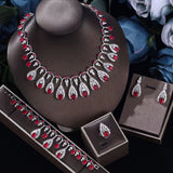 4 Pcs Luxury Dazzling Full Diamond Colored Evening Dress Jewelry Set