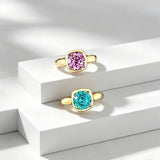 Paraiba Round Cut Bezel Setting Engagement Ring in Sterling Silver
