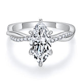 2ct Marquise Cut Moissanite Engagement Ring with Sterling Silver