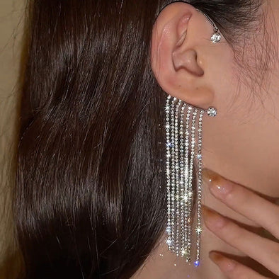 Shinning Premium Long Fringe Ear Clips