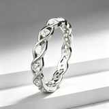 Full Paved Wrap Band Ring in Sterling Silver