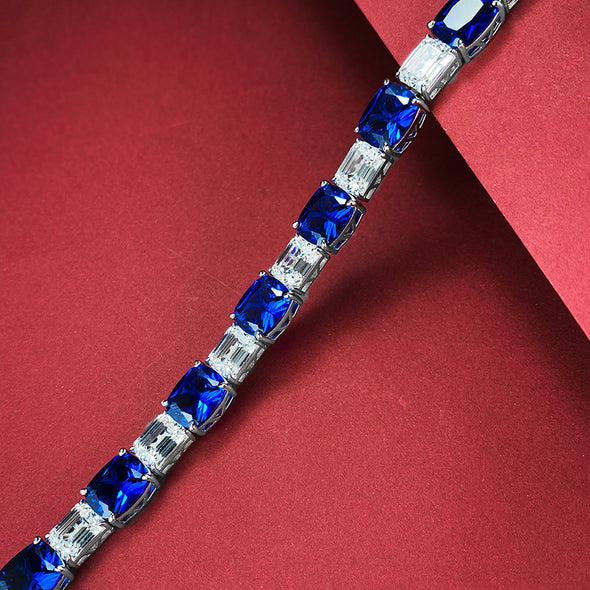 luxurious Royal Blue Tennis Bracelet in Sterling Silver