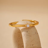 Stackable Pavé Open Band Ring in Sterling Silver