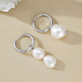 Natural Freshwater Baroque Pearl Asymmetrical Drop Earrings in Sterling Silver