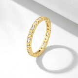 Gold Plated Bezel Set Alternating Stone Wedding Band in Sterling Silver