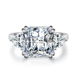 5.0ct Radiant Cut Double Prong Engagement Ring in Sterling Silver