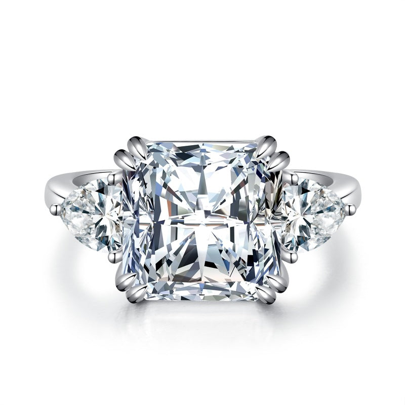 5.0ct Radiant Cut Double Prong Engagement Ring in Sterling Silver
