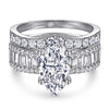 2pcs Marquise Cut Engagement Ring Set With Curved Band