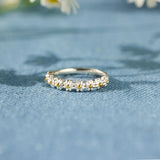 Daisy Flower Band Ring with 18K Gold Plated Finish in Sterling Silver