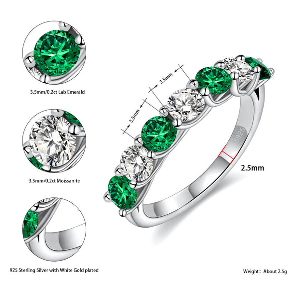 Two Tone Half Eternity Moissanite Silver Band