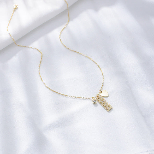 Simple MAMA Design Silver Necklace For Mom