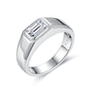 1.0CT Emerald Cut Moissanite Silver Men's Ring Band