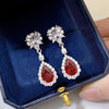 Luxury Ruby Stone Sterling Silver Drop Earrings