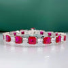 Classic Baguette Emerald Blue Red Gemstone Tennis Bracelet in Sterling Silver