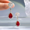 Luxury Ruby Stone Sterling Silver Drop Earrings