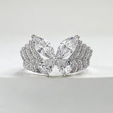 Stunning Butterfly Design Engagement Ring in Sterling Silver