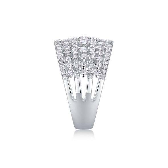 Luxury Moissanite 18K White Gold Plated Sterling Silver Band