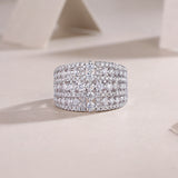 Luxury Moissanite 18K White Gold Plated Sterling Silver Band