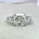 5Ct Asscher Cut Moissanite Engagement Ring in Sterling Silver