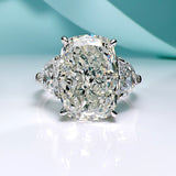 Elongated Cushion Cut Engagement Ring in Sterling Silver