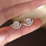 Moissanite Sparkling Smile Stud Earrings in Sterling Silver