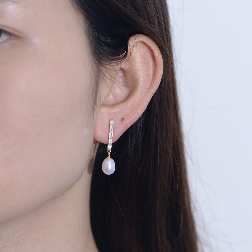Elegant Pearls Sterling Silver Drop Earrings