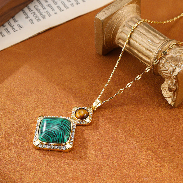 Vintage Malachite Pendant Necklace