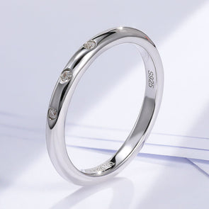 Classic Moissanite 18k White Gold Plated Band