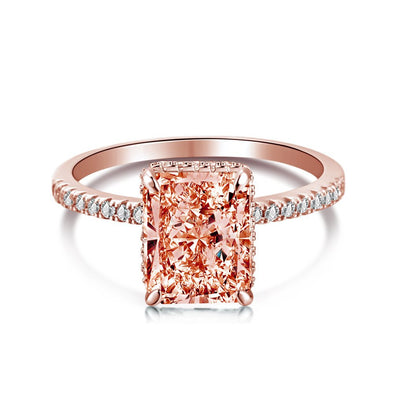 Elegant Rose Golden Engagement Ring in 925 Sterling Silver