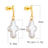 Cross Shape Pearl Drop Earrings