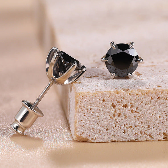 Classic Black Moissanite Stud Earrings