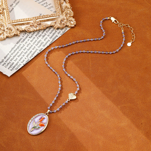 Tulip Cat's Eye Beaded Necklace For Women