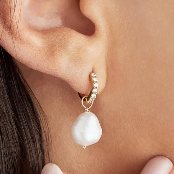 Irregular Baroque Natural Pearl Drop Earrings