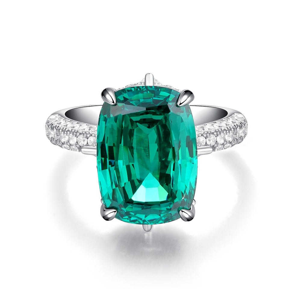 Green Silver Rings Green Collection Engagement Ring in Sterling Silver – ShineofDiamond