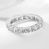 Classic Eternity Sterling Silver Wedding Band In Rose Golden Tone