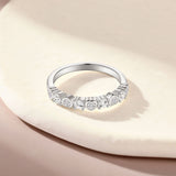 Unique Heart Round Cut Half Eterniry Silver Band
