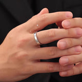 Moissanite Emerald Cut Couple's Band in Sterling Silver