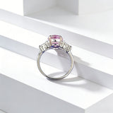 3.0ct Oval Cut Pink Three Stone Sterling Silver Engagement Ring