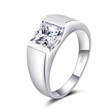 Men’s Sterling Silver Wedding Band with Colored Center Stone – Sizes 8–12.5